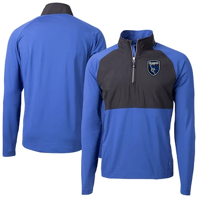 Men's Cutter & Buck / San Jose Earthquakes Adapt Eco Knit Hybrid Recycled Raglan Quarter-Zip Top