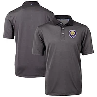 Men's Cutter & Buck  Black Orlando City SC Virtue Eco Pique Micro Stripe Recycled Polo