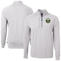 Men's Cutter & Buck Heather Portland Timbers Adapt Eco Knit Raglan Quarter-Zip Top
