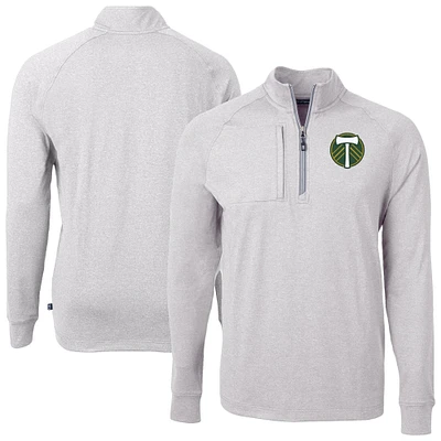 Men's Cutter & Buck Heather Portland Timbers Adapt Eco Knit Raglan Quarter-Zip Top