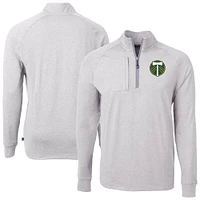 Men's Cutter & Buck Heather Portland Timbers Adapt Eco Knit Raglan Quarter-Zip Top
