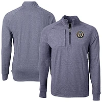 Men's Cutter & Buck  Heather Navy Philadelphia Union Adapt Eco Knit Raglan Quarter-Zip Top