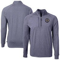 Men's Cutter & Buck  Heather Navy Philadelphia Union Adapt Eco Knit Raglan Quarter-Zip Top