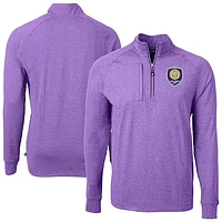 Men's Cutter & Buck Heather Orlando City SC Adapt Eco Knit Raglan Quarter-Zip Top
