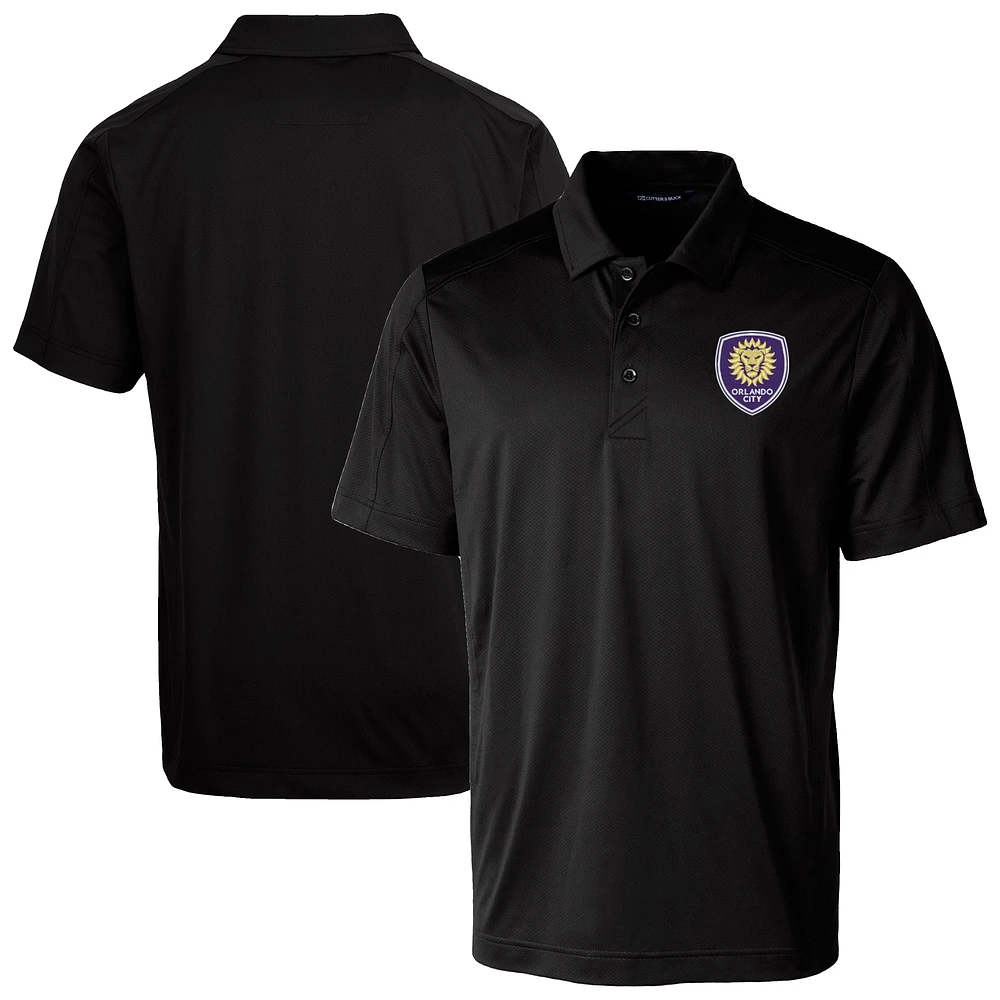 Men's Cutter & Buck Black Orlando City SC Prospect Eco Textured Stretch Recycled Polo
