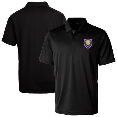 Men's Cutter & Buck  Black Orlando City SC Prospect Eco Textured Stretch Recycled Polo