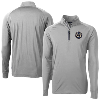 Men's Cutter & Buck Philadelphia Union Adapt Eco Knit Stretch Recycled Raglan Quarter-Zip Top
