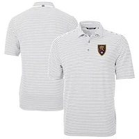Men's Cutter & Buck  Gray Real Salt Lake Virtue Eco Pique Stripe Recycled Polo