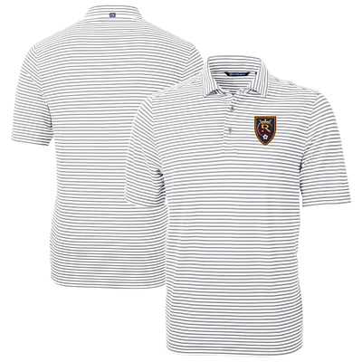 Men's Cutter & Buck  Gray Real Salt Lake Virtue Eco Pique Stripe Recycled Polo