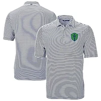 Men's Cutter & Buck  Navy Seattle Sounders FC Virtue Eco Pique Stripe Recycled Polo