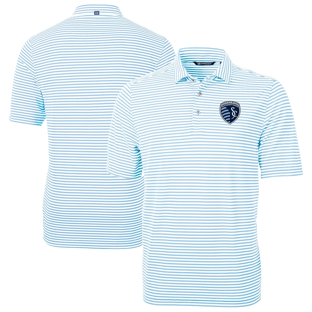 Men's Cutter & Buck Powder Blue Sporting Kansas City Virtue Eco Pique Stripe Recycled Polo
