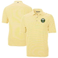 Men's Cutter & Buck  Gold Portland Timbers Virtue Eco Pique Stripe Recycled Polo