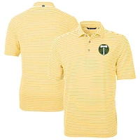 Men's Cutter & Buck  Gold Portland Timbers Virtue Eco Pique Stripe Recycled Polo