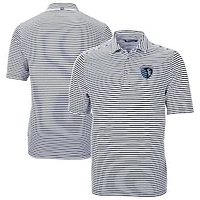 Men's Cutter & Buck  Navy Sporting Kansas City Virtue Eco Pique Stripe Recycled Polo