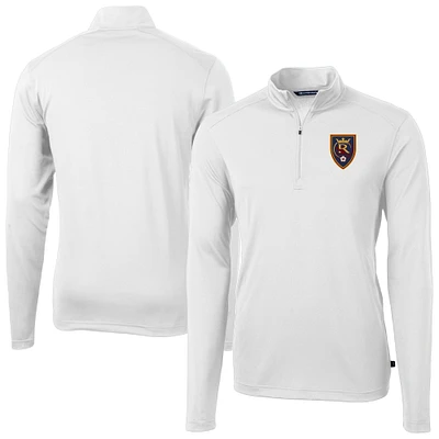 Men's Cutter & Buck  White Real Salt Lake Virtue Eco Pique Recycled Quarter-Zip Top