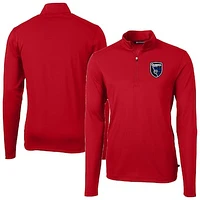 Men's Cutter & Buck San Jose Earthquakes Virtue Eco Pique Recycled Quarter-Zip Top