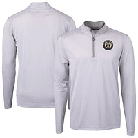 Men's Cutter & Buck  Gray Philadelphia Union Virtue Eco Pique Micro Stripe Recycled Quarter-Zip Top
