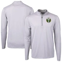 Men's Cutter & Buck  Gray Portland Timbers Virtue Eco Pique Micro Stripe Recycled Quarter-Zip Top