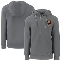 Men's Cutter & Buck Gray Real Salt Lake Roam Eco Half-Zip Recycled Tri-Blend Hoodie