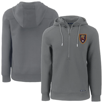 Men's Cutter & Buck Gray Real Salt Lake Roam Eco Half-Zip Recycled Tri-Blend Hoodie