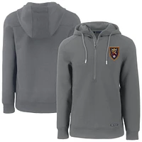 Men's Cutter & Buck Gray Real Salt Lake Roam Eco Half-Zip Recycled Tri-Blend Hoodie