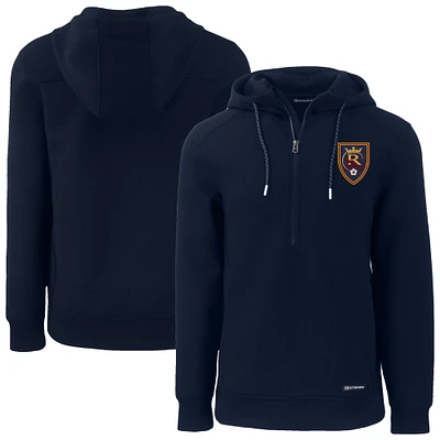 Men's Cutter & Buck  Navy Real Salt Lake Roam Eco Half-Zip Recycled Tri-Blend Hoodie