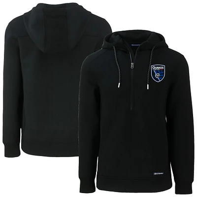Men's Cutter & Buck San Jose Earthquakes Roam Eco Half-Zip Recycled Tri-Blend Hoodie
