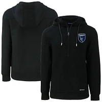 Men's Cutter & Buck San Jose Earthquakes Roam Eco Half-Zip Recycled Tri-Blend Hoodie