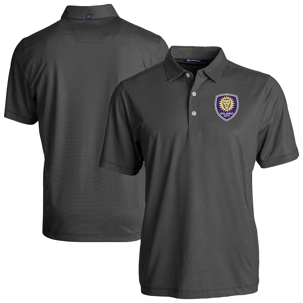 Men's Cutter & Buck Black Orlando City SC Pike Eco Symmetry Print Stretch Recycled Polo