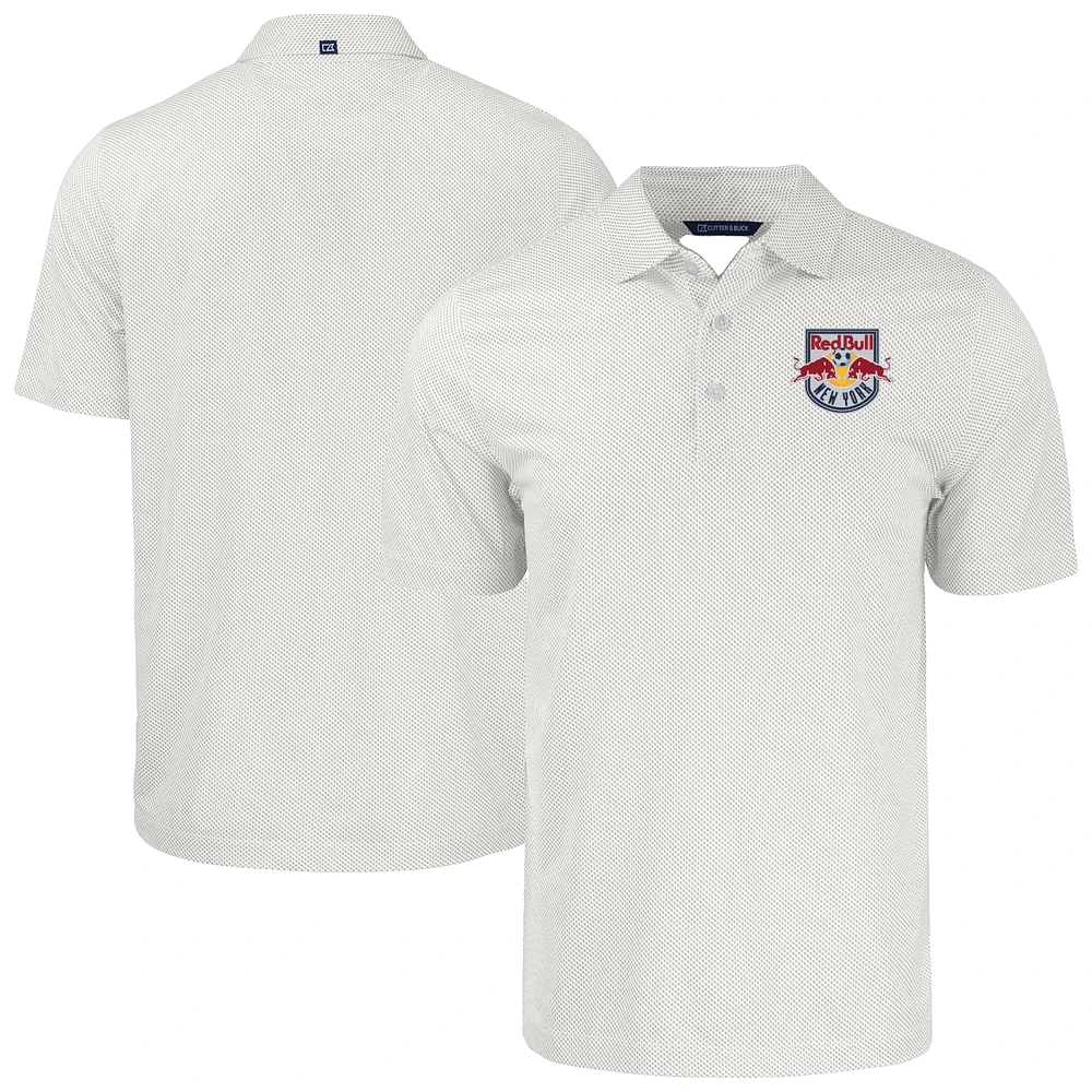 Men's Cutter & Buck White New York Red Bulls Pike Eco Symmetry Print Stretch Recycled Polo