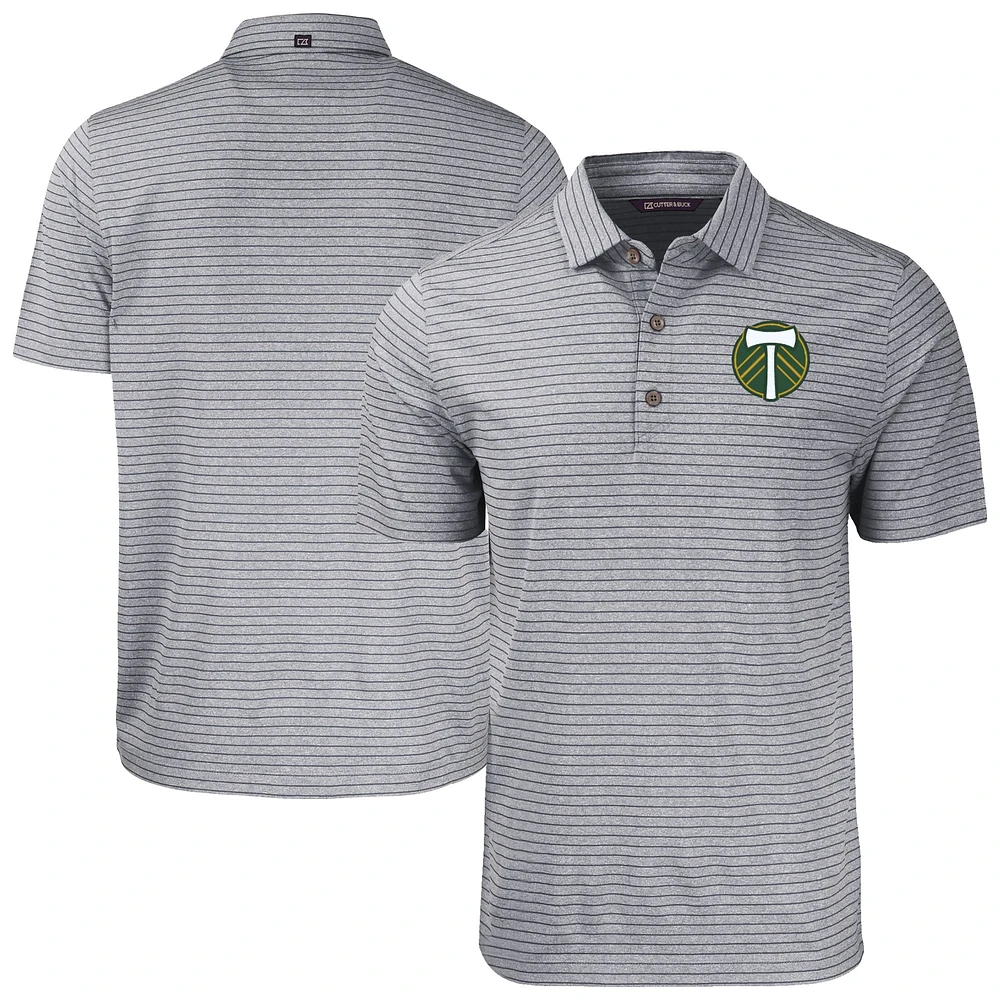 Men's Cutter & Buck Heather Gray Portland Timbers Forge Eco Stripe Stretch Recycled Polo