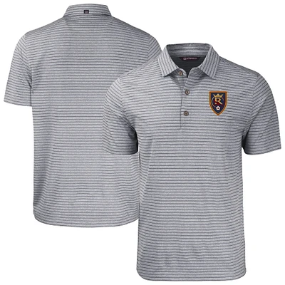 Men's Cutter & Buck Heather Real Salt Lake Forge Eco Stripe Stretch Recycled Polo