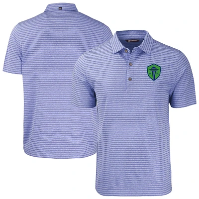 Men's Cutter & Buck Heather Seattle Sounders FC Forge Eco Stripe Stretch Recycled Polo