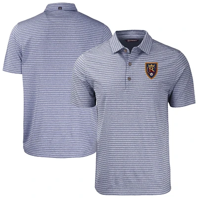 Men's Cutter & Buck  Heather Navy Real Salt Lake Forge Eco Stripe Stretch Recycled Polo