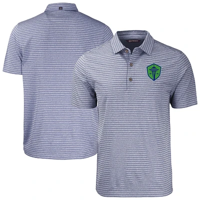 Men's Cutter & Buck  Heather Navy Seattle Sounders FC Forge Eco Stripe Stretch Recycled Polo