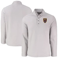 Men's Cutter & Buck  Gray Real Salt Lake Hunts Point Eco Textured Fleece Recycled Quarter-Snap Pullover Top