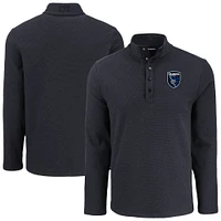 Men's Cutter & Buck San Jose Earthquakes Hunts Point Eco Textured Fleece Recycled Quarter-Snap Pullover Top