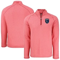 Men's Cutter & Buck Heather San Jose Earthquakes Peshastin Eco Fleece Recycled Raglan Half-Zip Top