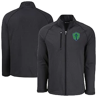 Men's Cutter & Buck Heather Seattle Sounders FC Peshastin Eco Fleece Recycled Raglan Full-Zip Jacket
