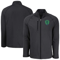 Men's Cutter & Buck Heather Seattle Sounders FC Peshastin Eco Fleece Recycled Raglan Full-Zip Jacket