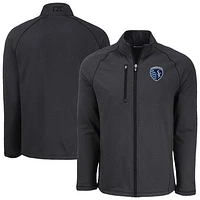 Men's Cutter & Buck Heather Sporting Kansas City Peshastin Eco Fleece Recycled Raglan Full-Zip Jacket
