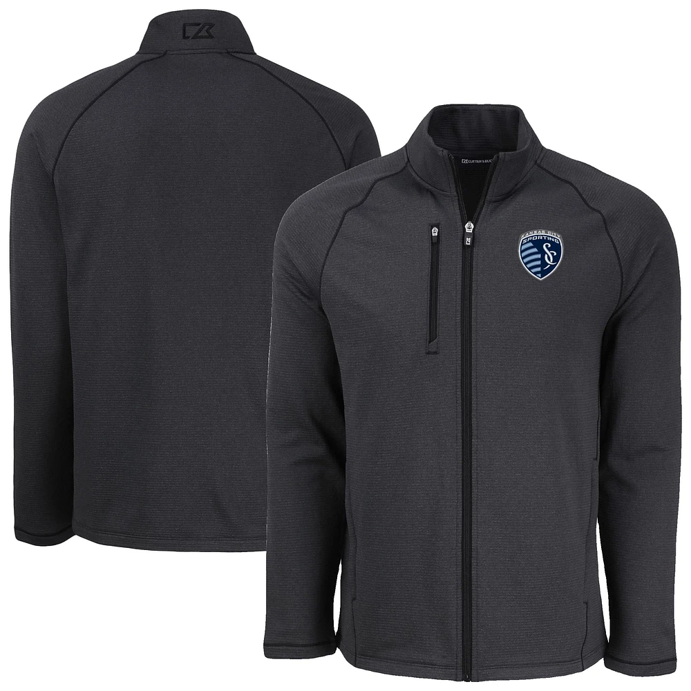Men's Cutter & Buck Heather Sporting Kansas City Peshastin Eco Fleece Recycled Raglan Full-Zip Jacket