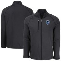 Men's Cutter & Buck Heather Sporting Kansas City Peshastin Eco Fleece Recycled Raglan Full-Zip Jacket