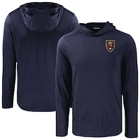 Men's Cutter & Buck  Navy Real Salt Lake Coastline Epic Comfort Eco Long Sleeve Recycled Hooded Shirt