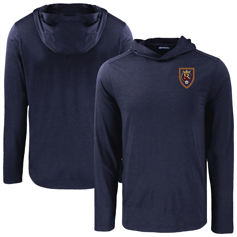 Men's Cutter & Buck Navy Real Salt Lake Coastline Epic Comfort Eco Long Sleeve Recycled Hooded Shirt