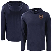 Men's Cutter & Buck  Navy Real Salt Lake Coastline Epic Comfort Eco Long Sleeve Recycled Hooded Shirt