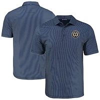 Men's Cutter & Buck  Navy Philadelphia Union Pike Eco Shadow Check Print Recycled Polo
