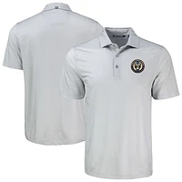 Men's Cutter & Buck  Gray Philadelphia Union Pike Eco Shadow Check Print Recycled Polo