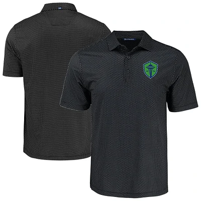Men's Cutter & Buck  Black Seattle Sounders FC Pike Eco Shadow Check Print Recycled Polo