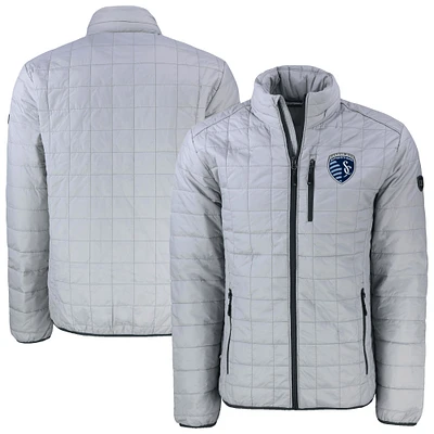 Men's Cutter & Buck  Gray Sporting Kansas City Rainier PrimaLoft Eco Insulated Full-Zip Puffer Jacket